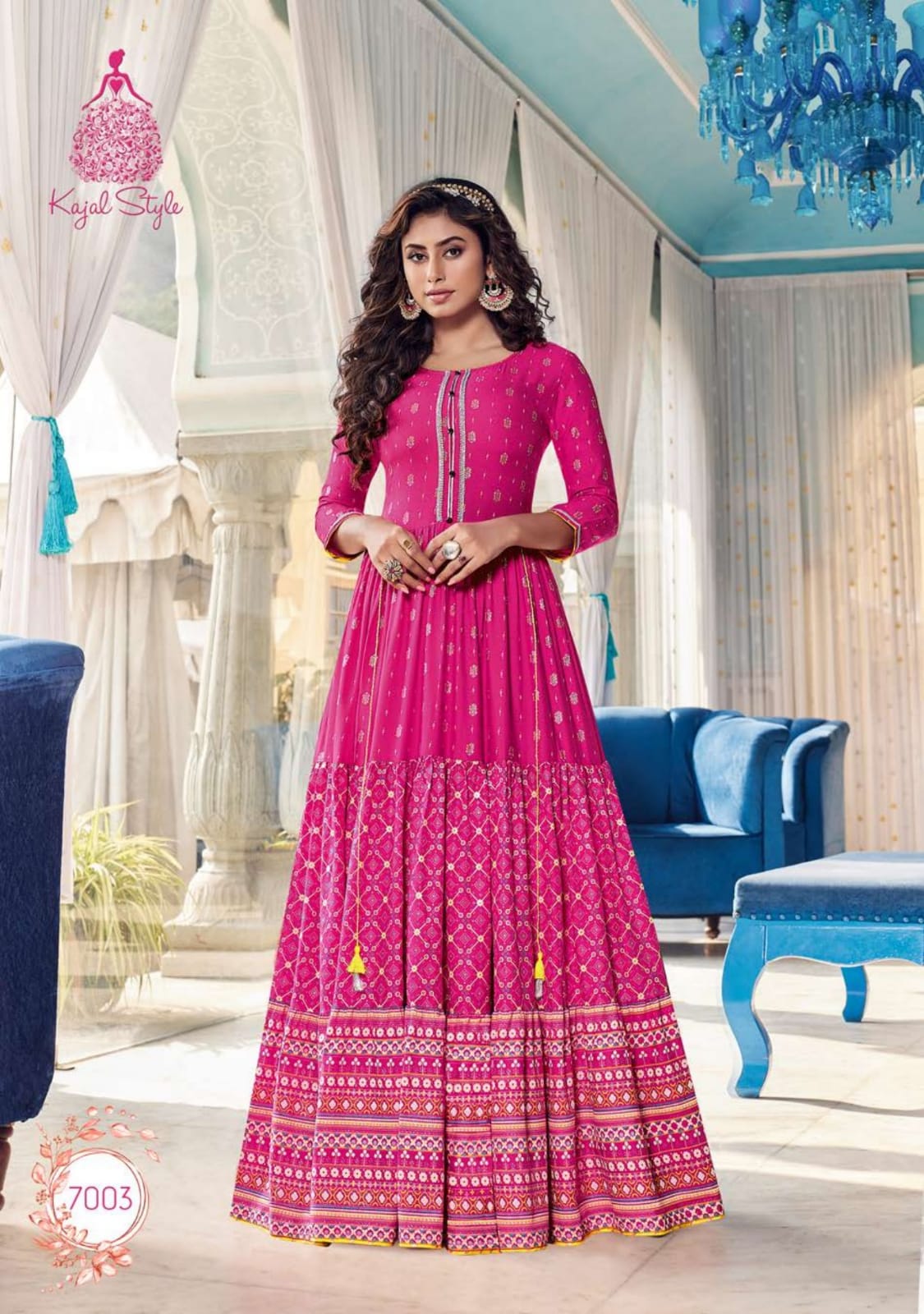 Kajal Style Colorbar Vol 7 Rayon Embroidery  Long  Gown Kurti Catalog