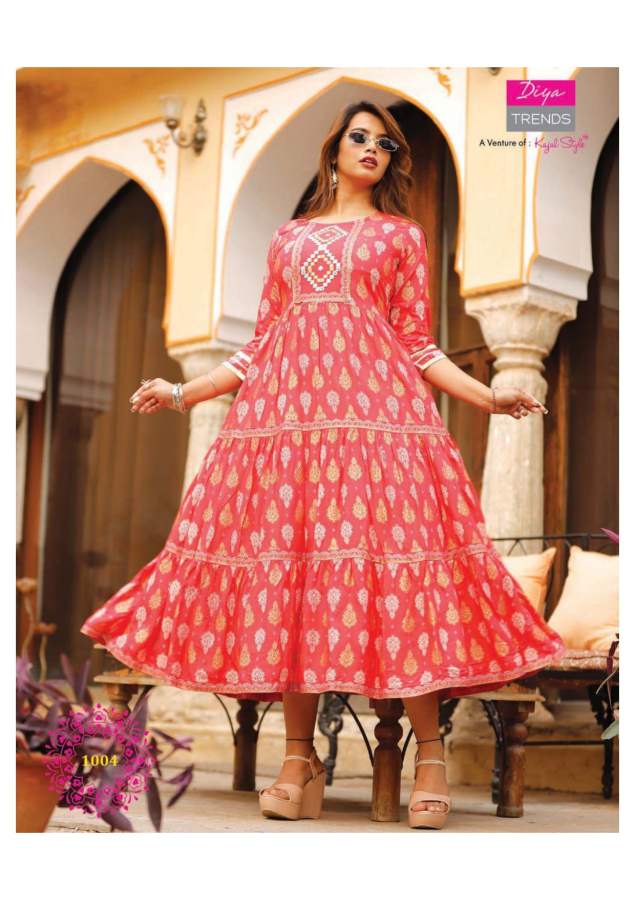 Diya Trends Groom Vol  1 Fancy Rayon Designer  Long Anarkali Kurti Catalog