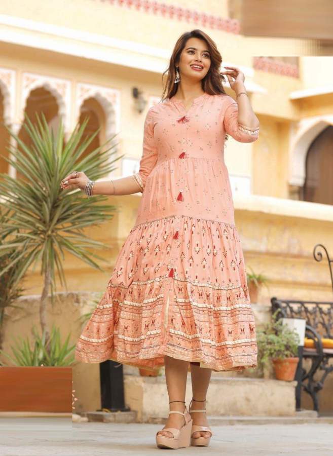 Diya Trends Groom Vol  1 Fancy Rayon Designer  Long Anarkali Kurti Catalog