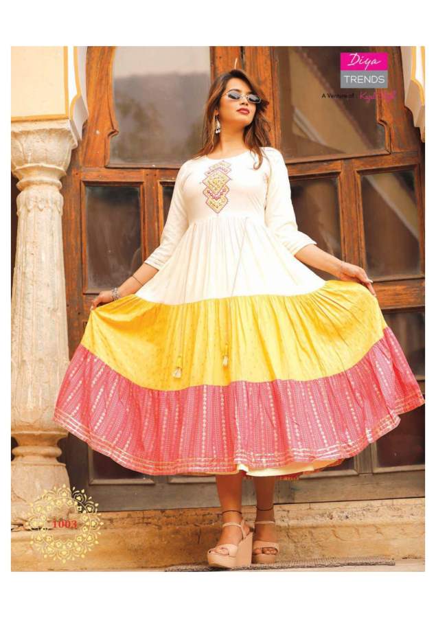 Diya Trends Groom Vol  1 Fancy Rayon Designer  Long Anarkali Kurti Catalog