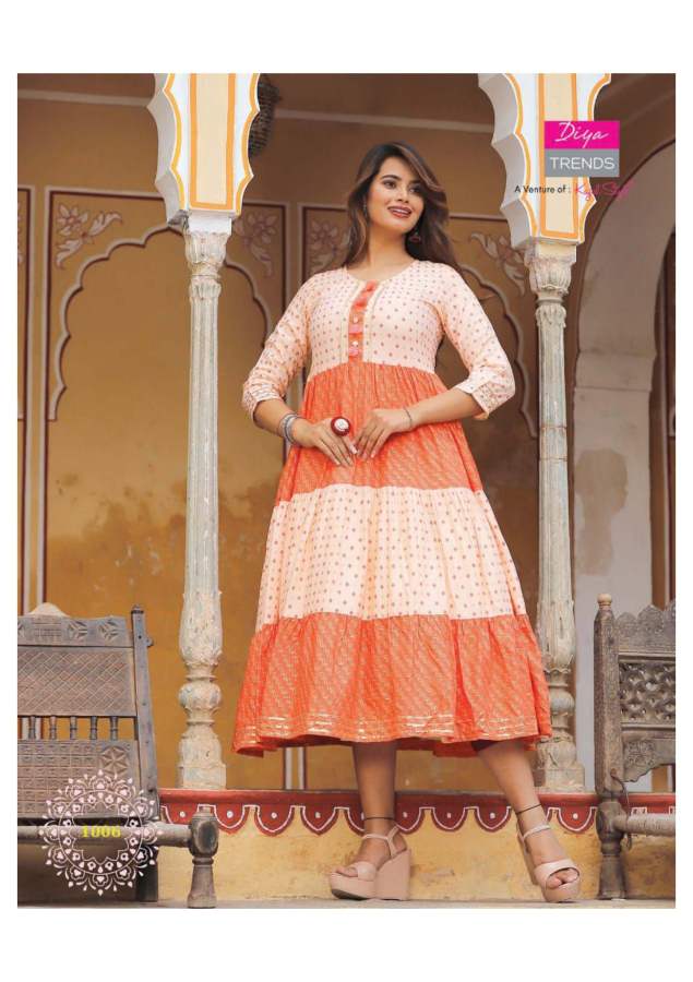 Diya Trends Groom Vol  1 Fancy Rayon Designer  Long Anarkali Kurti Catalog
