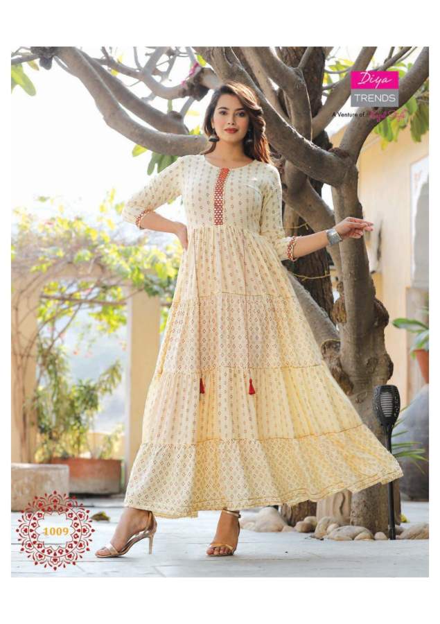 Kajal Style Groom vol 1 Fancy Rayon Designer Long Anarkali Kurti Catalog 5