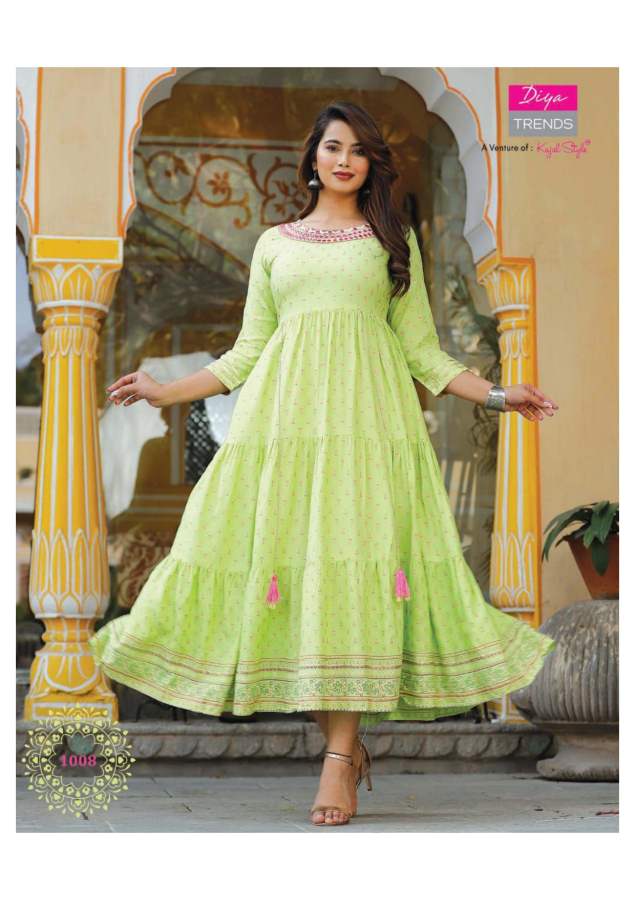 Diya Trends Groom Vol  1 Fancy Rayon Designer  Long Anarkali Kurti Catalog
