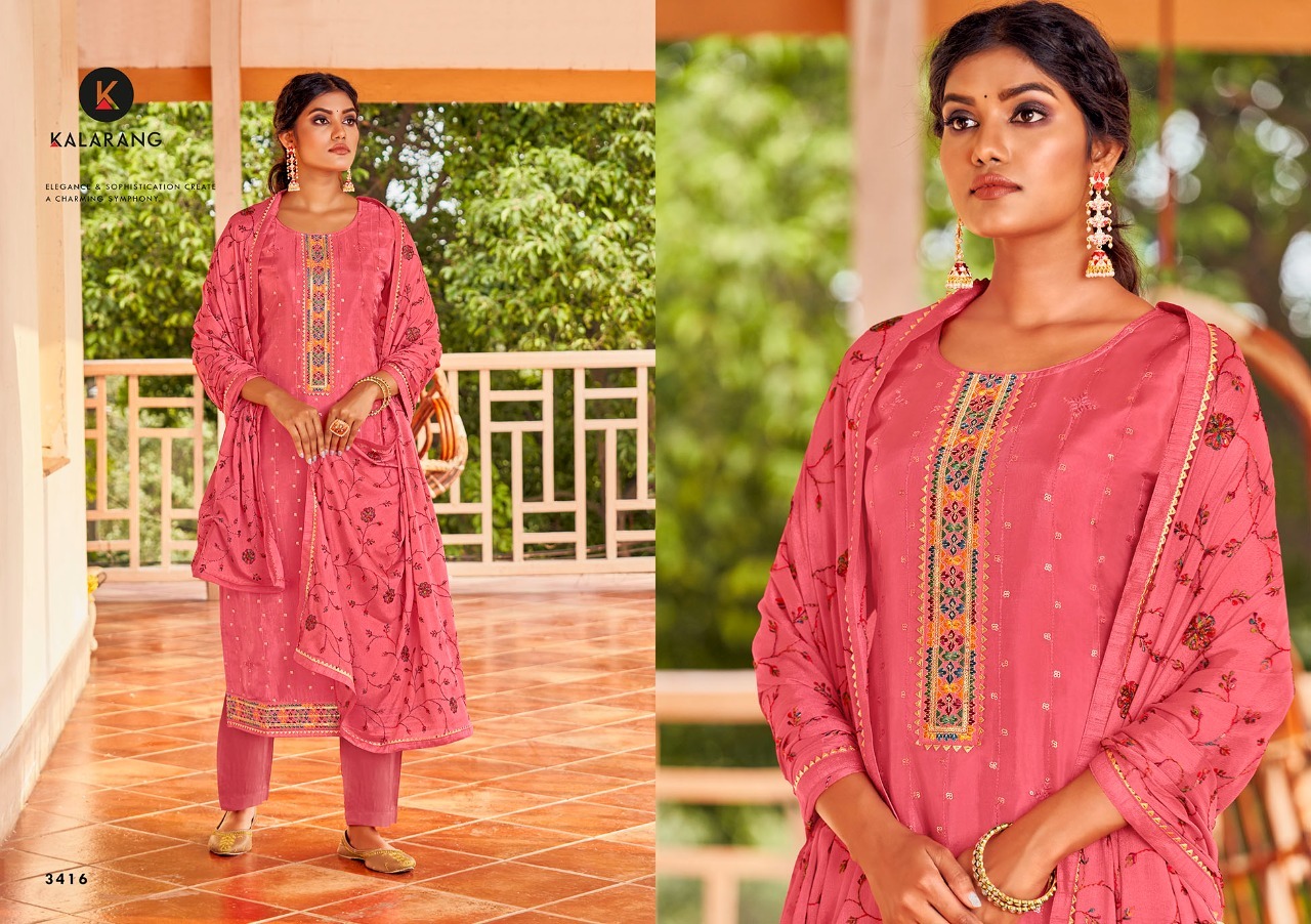 Kalarang Gazal Beautiful Silk Embroidery Festive Wear Dress Material Catalog