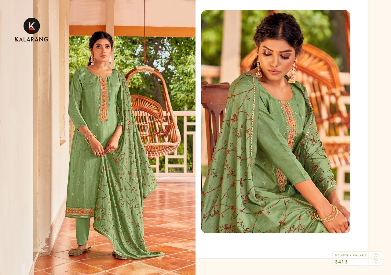 Kalarang Gazal Beautiful Silk Embroidery Festive Wear Dress Material Catalog