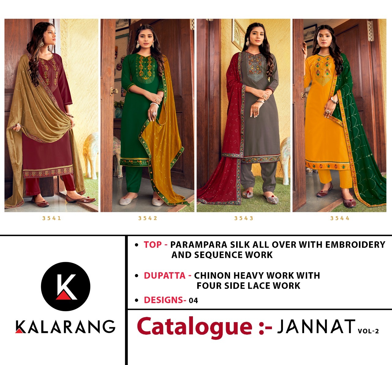 Kalarang Jannat Vol  2 Fancy Wear Designer Dress Material Catalog
