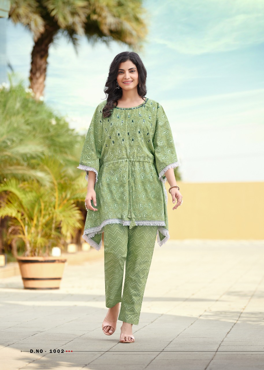 Rangjyot Eliza Heavy Cotton Kaftan Style Kurti With Bottom For Daily Wear Catalog