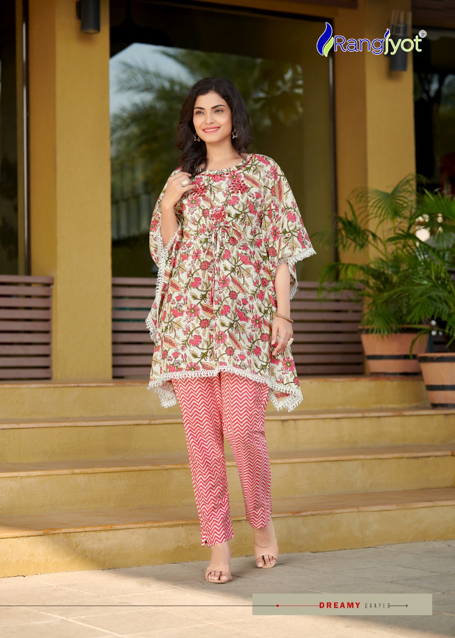 Rangjyot Eliza Heavy Cotton Kaftan Style Kurti With Bottom For Daily Wear Catalog