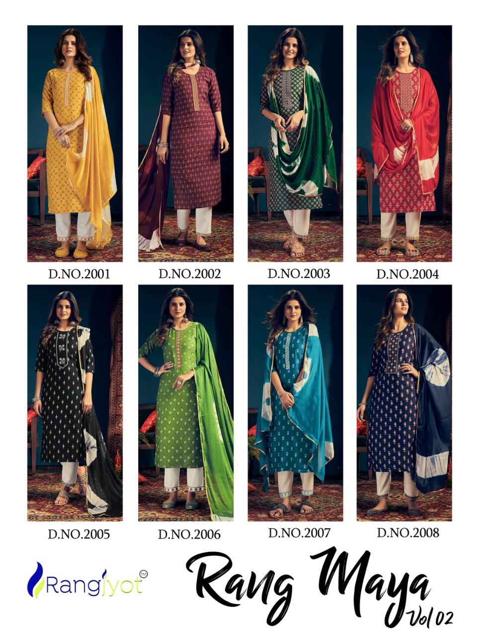 Rangjyot Rangmaya Vol  2 Rayon Fancy Ethnic Wear Readymade Lkurti Bottom With Duptta Catalog