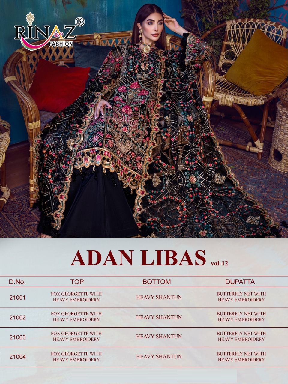 Rinaz Adan Libas Vol 12 Georgette Wear Pakistani Salwar Suits Catalog