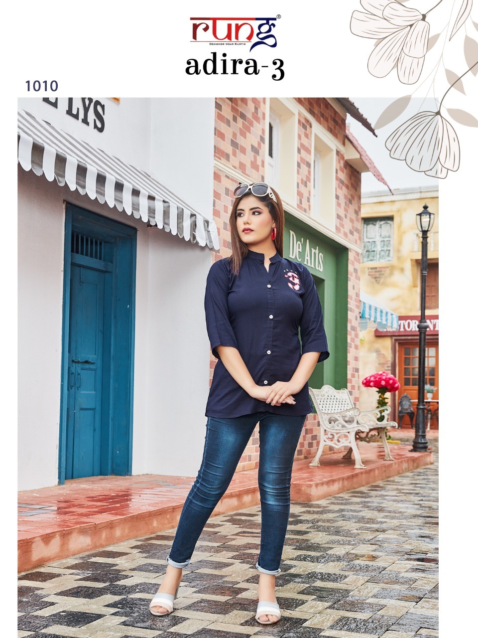 Rung Adira  Vol 3 Fancy Rayon Embroidery Top Catalog