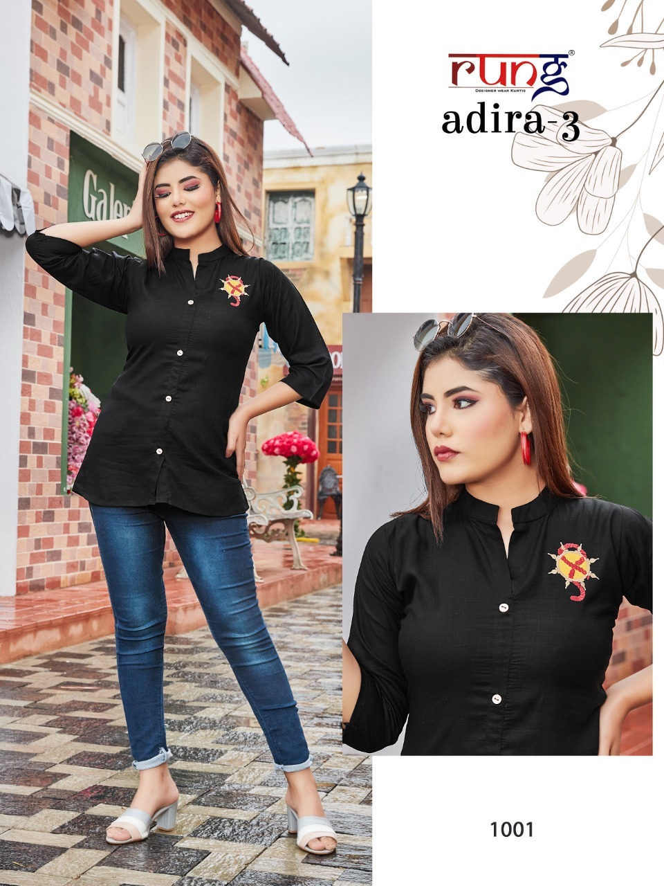 Rung Adira  Vol 3 Fancy Rayon Embroidery Top Catalog
