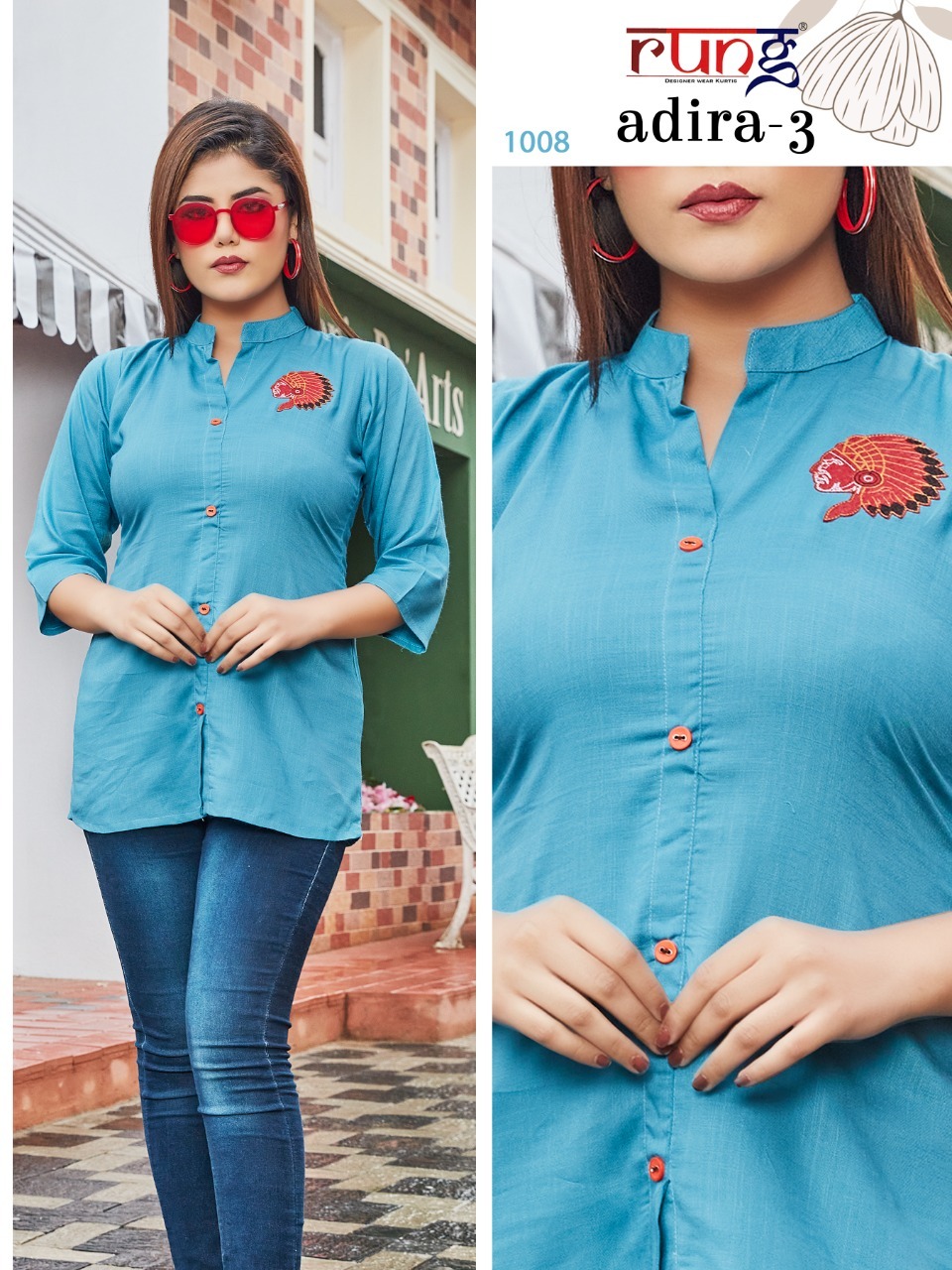 Rung Adira  Vol 3 Fancy Rayon Embroidery Top Catalog