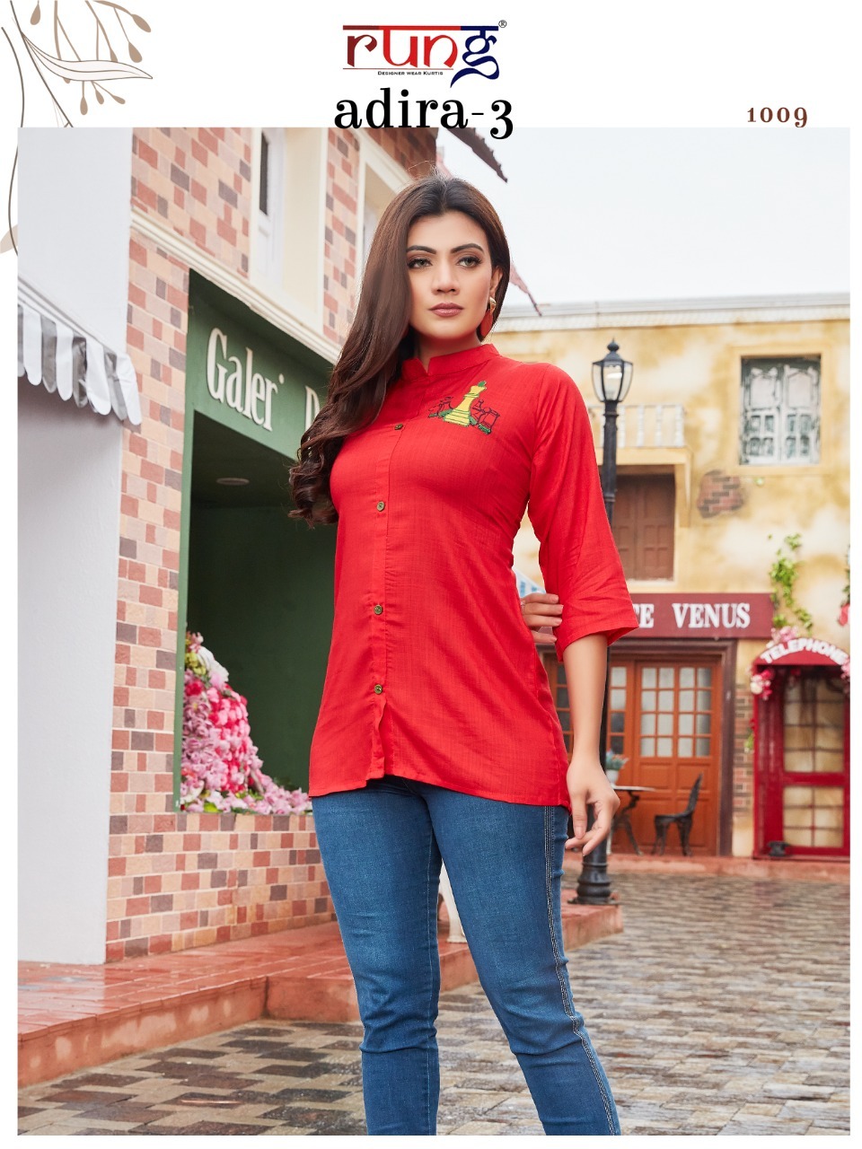 Rung Adira  Vol 3 Fancy Rayon Embroidery Top Catalog