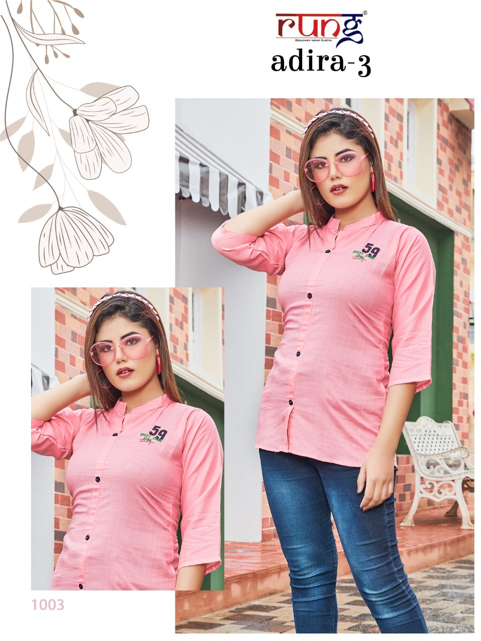 Rung Adira  Vol 3 Fancy Rayon Embroidery Top Catalog
