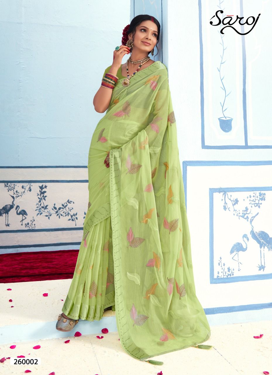 Saroj Advika Festive Wear Embroidery Saree Catalog