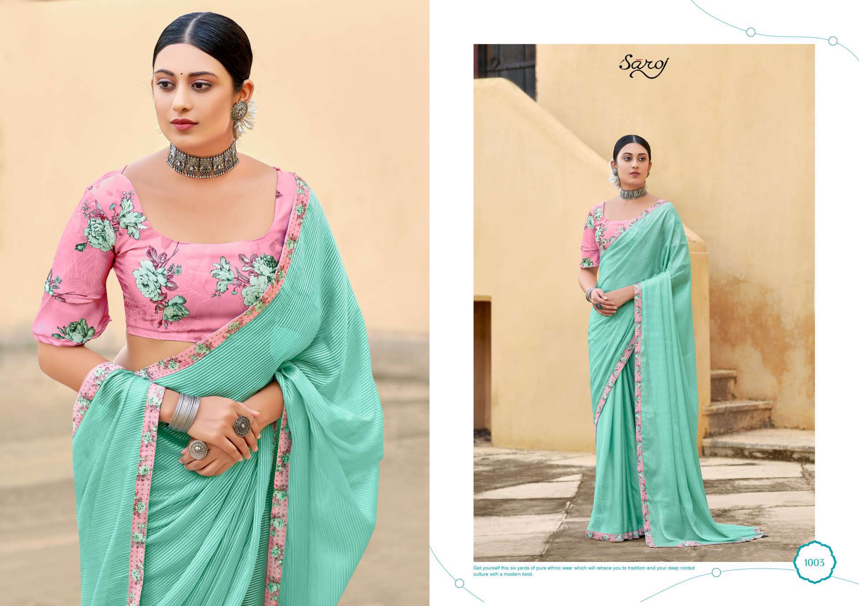 Saroj Allisha Fancy Wear Georgette Saree Catalog