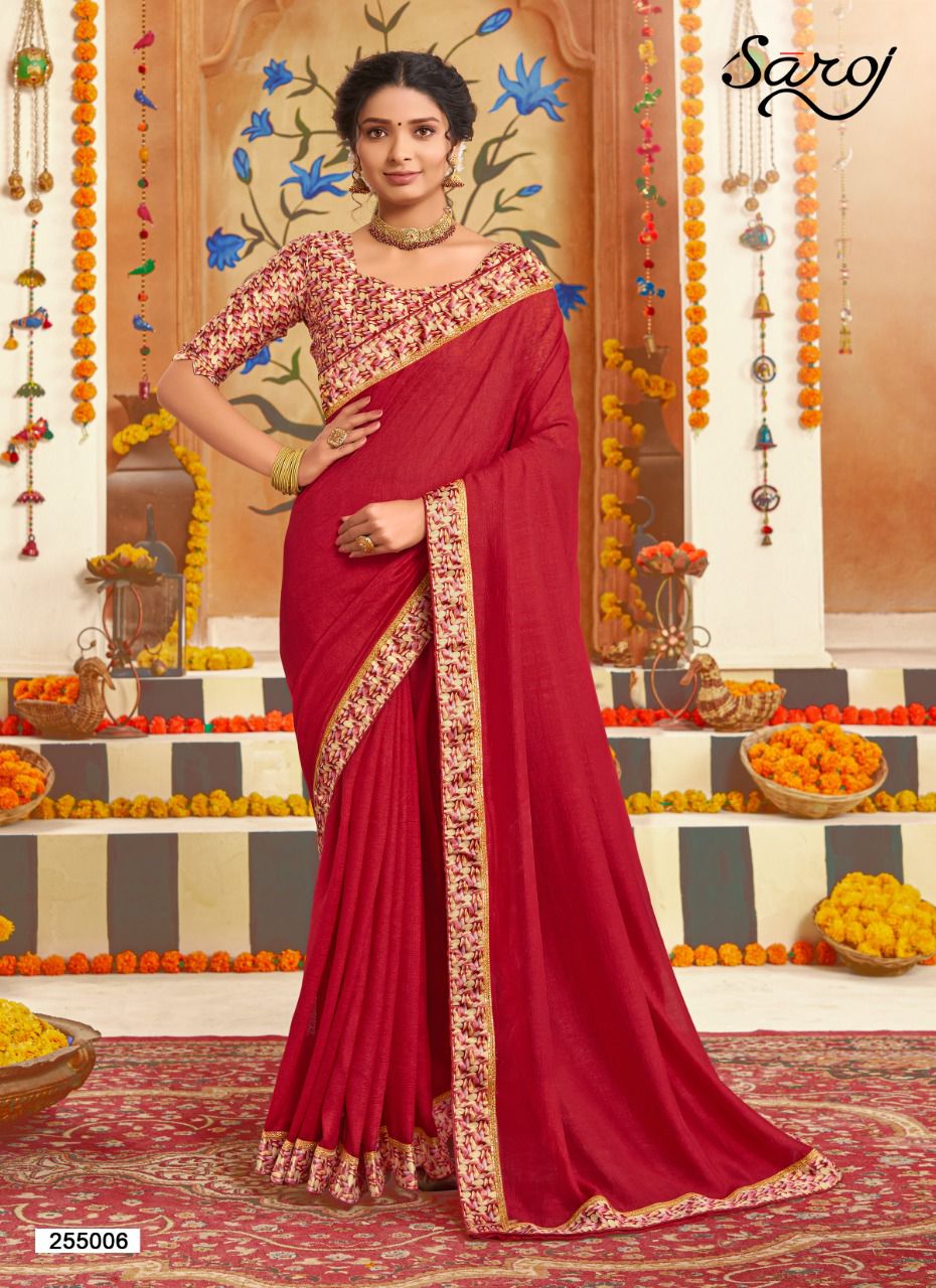 Saroj Divyaa Festive Wear Vichitra Silk Saree Catalog