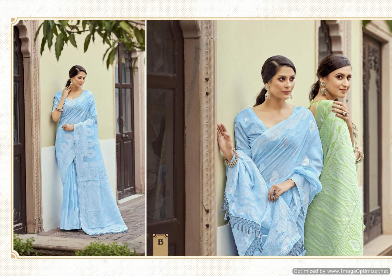 Shangrila Chikankari Silk Casual Wear Soft Linen Saree  Catalog