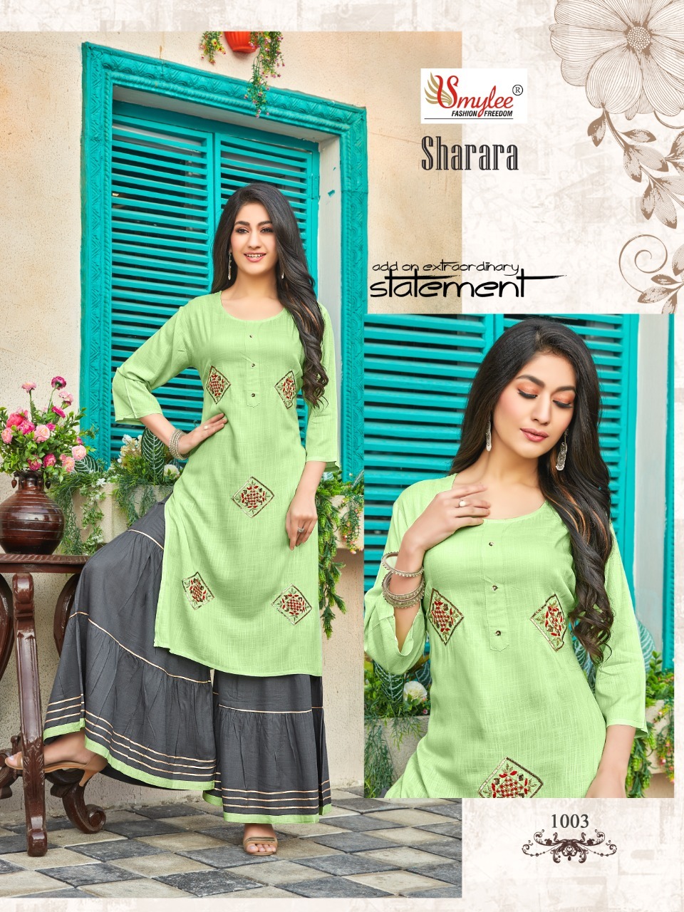 Smylee Sharara Rayon Fancy Ethnic Wear Kurti With Sharara Catalog