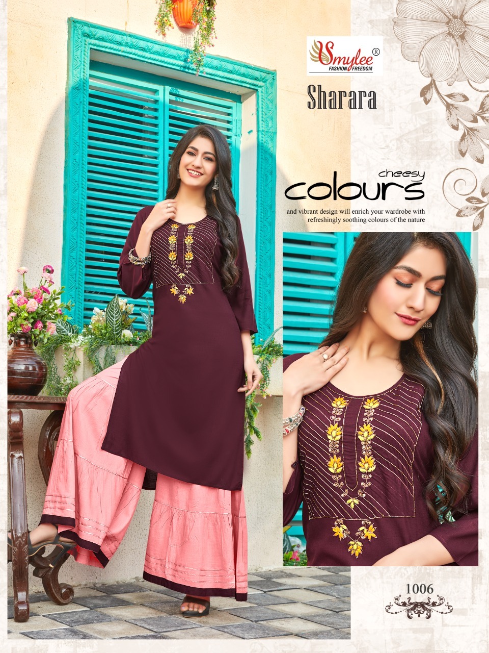 Smylee Sharara Rayon Fancy Ethnic Wear Kurti With Sharara Catalog