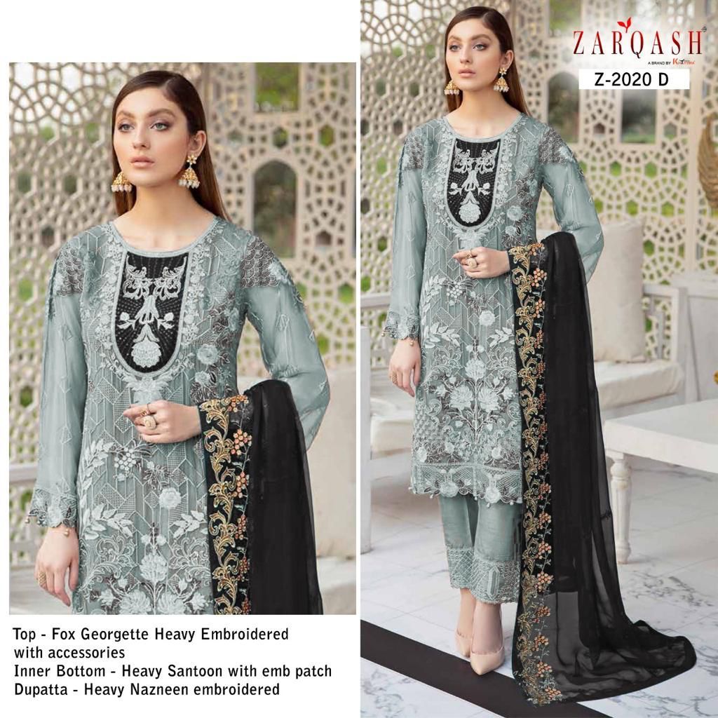 Zarqash Ramsha Colors 2020 Georgette Pakistani Salwar Suits Catalog