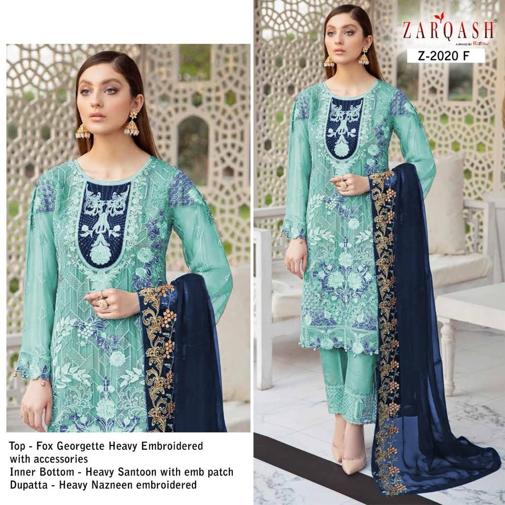 Zarqash Ramsha Colors 2020 Georgette Pakistani Salwar Suits Catalog