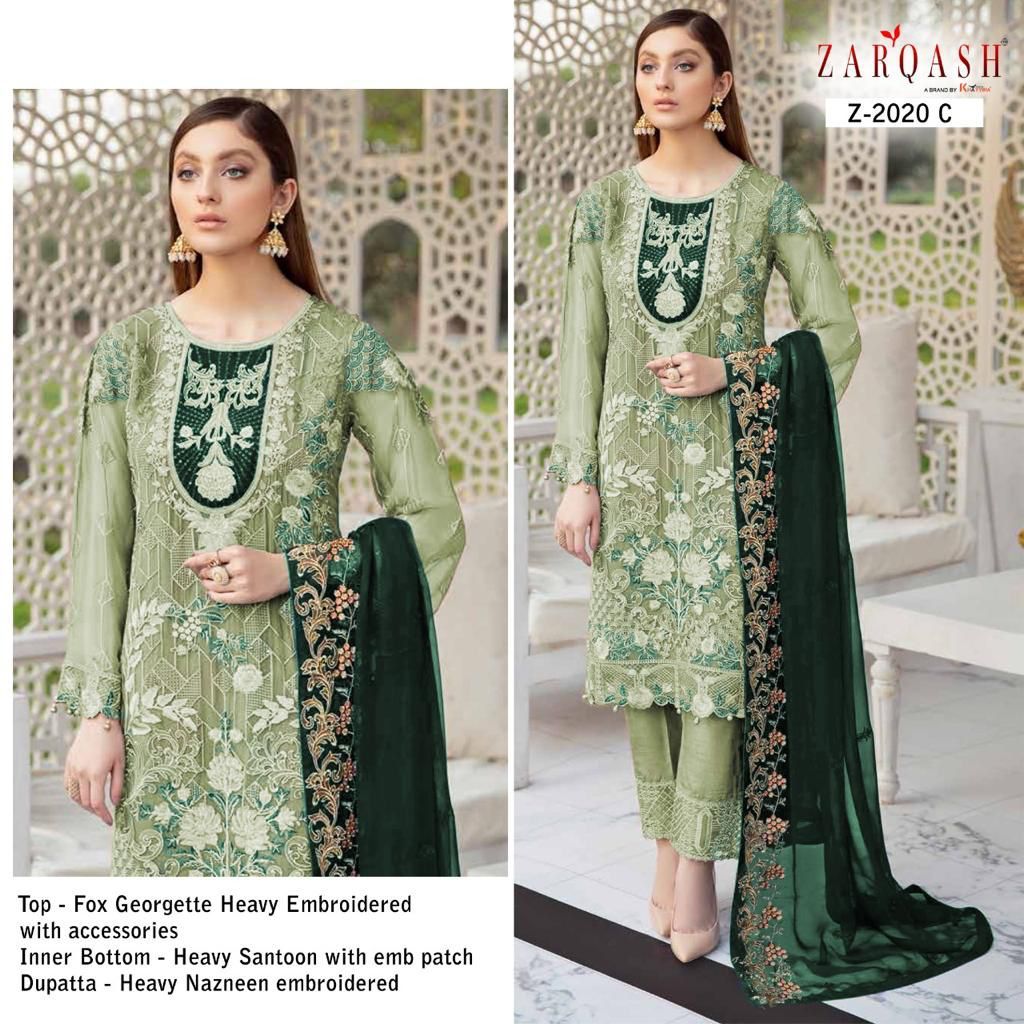 Zarqash Ramsha Colors 2020 Georgette Pakistani Salwar Suits Catalog