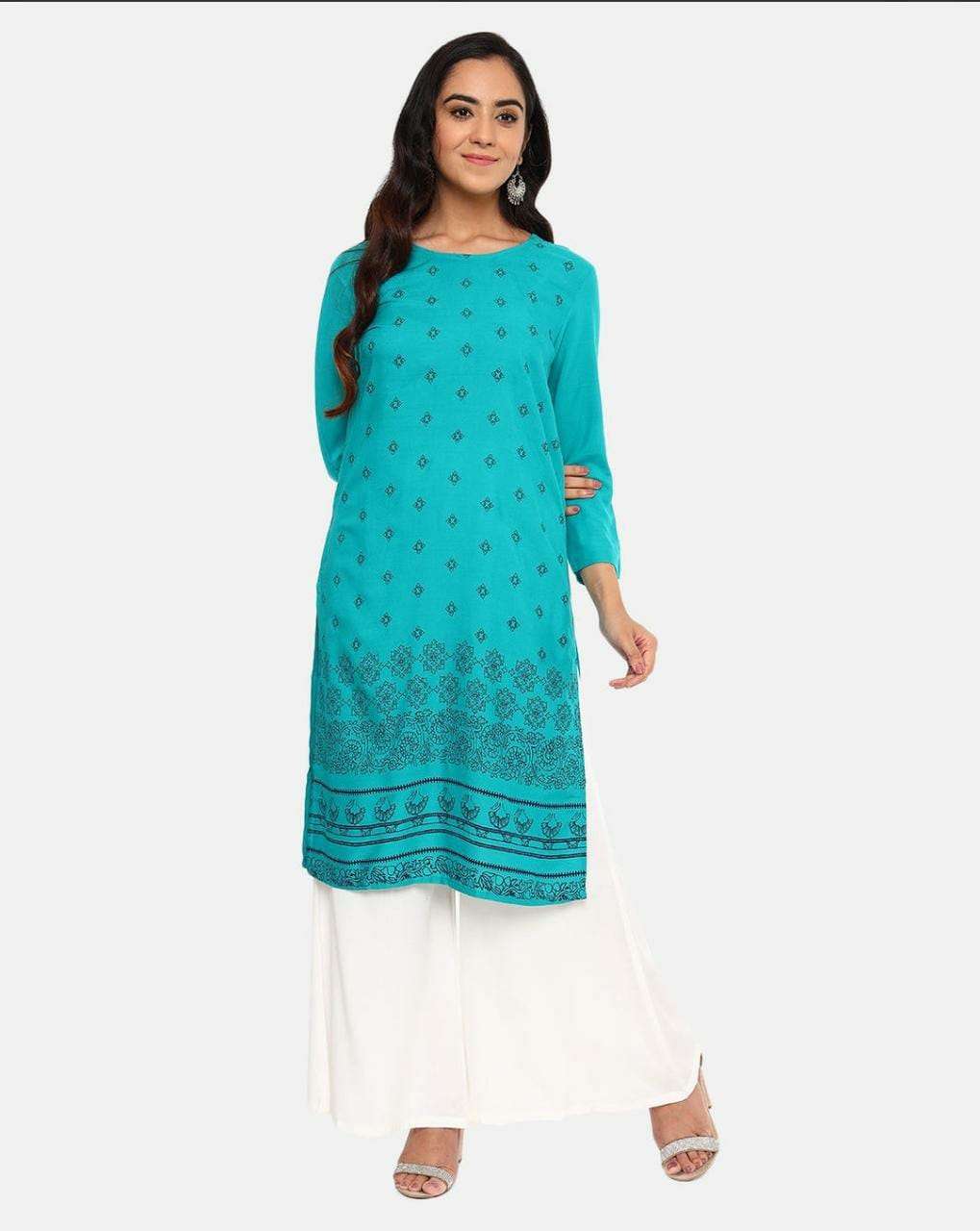 Fc Pushpa Rayon Straight Cut Kurti Set