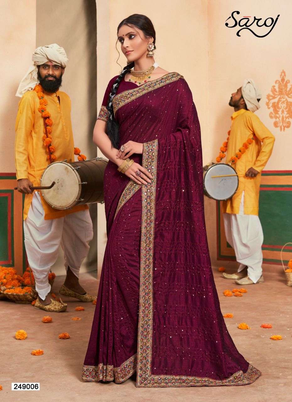 Saroj Innayat Festive Wear Designer Vichitra Silk Saree Catalog 