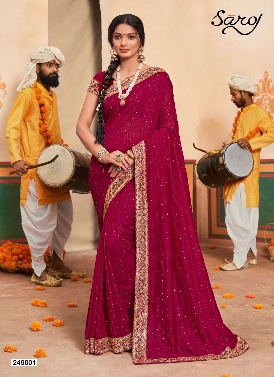 Saroj Innayat Festive Wear Designer Vichitra Silk Saree Catalog 