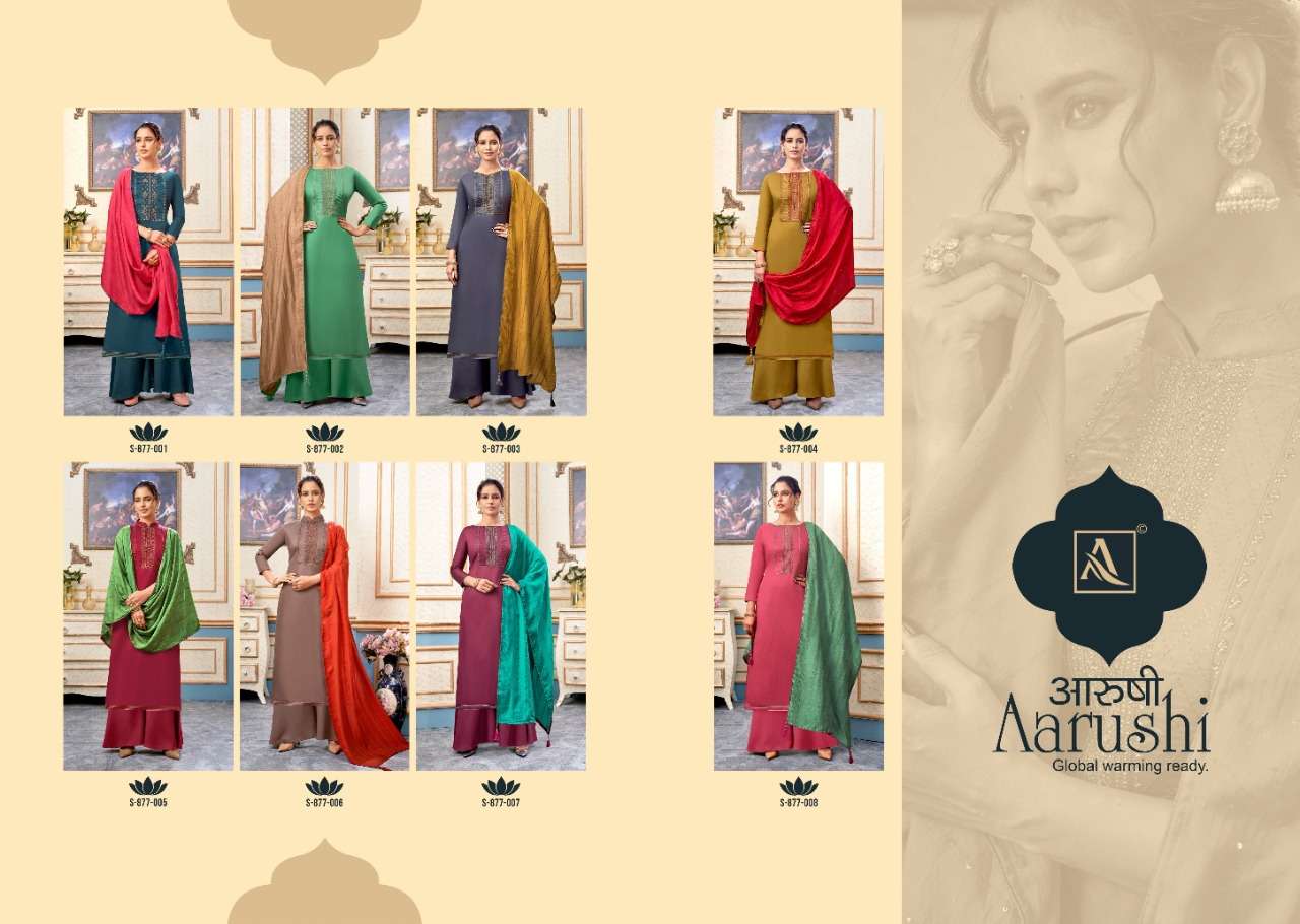 Alok Aarushi Catalog Pure Jam Cotton Embroidery Designer Wear Dress Materials 