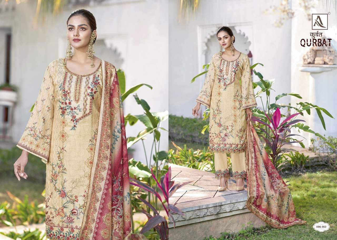 Alok Qurbat Catalog Cotton Embroidery Pakistani Printed Unstitched Dress Materials 