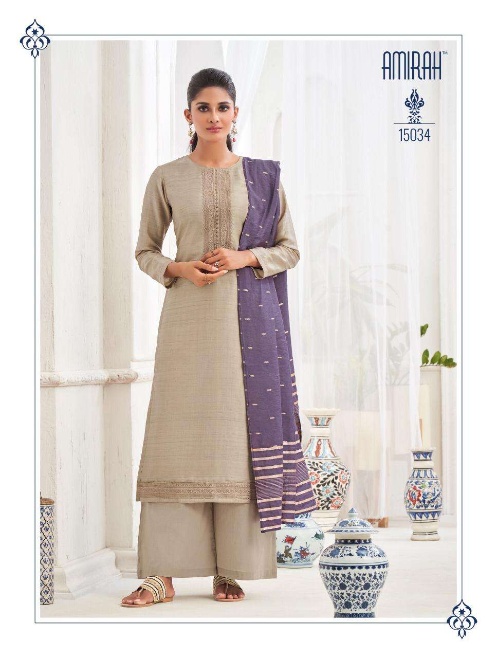 Amirah Arya Catalog Heavy Party Wear Tusser Silk Dress Materials