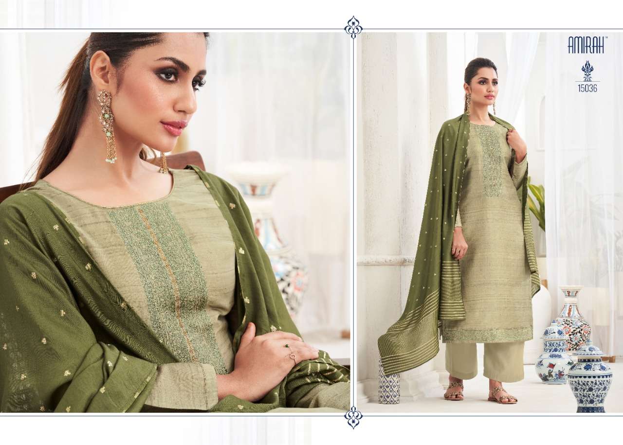 Amirah Arya Catalog Heavy Party Wear Tusser Silk Dress Materials