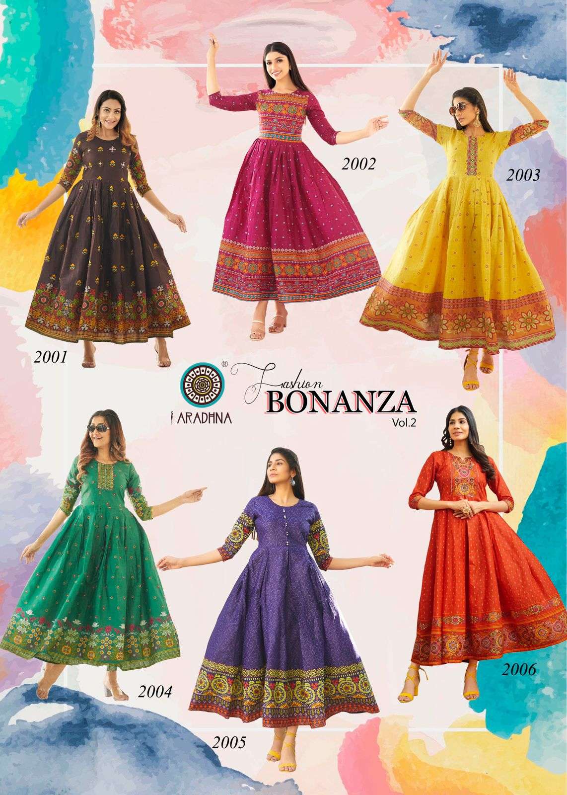 Aradhna Bonanza  vol 2 catalog  Rayon Printed Long Gown Kurti