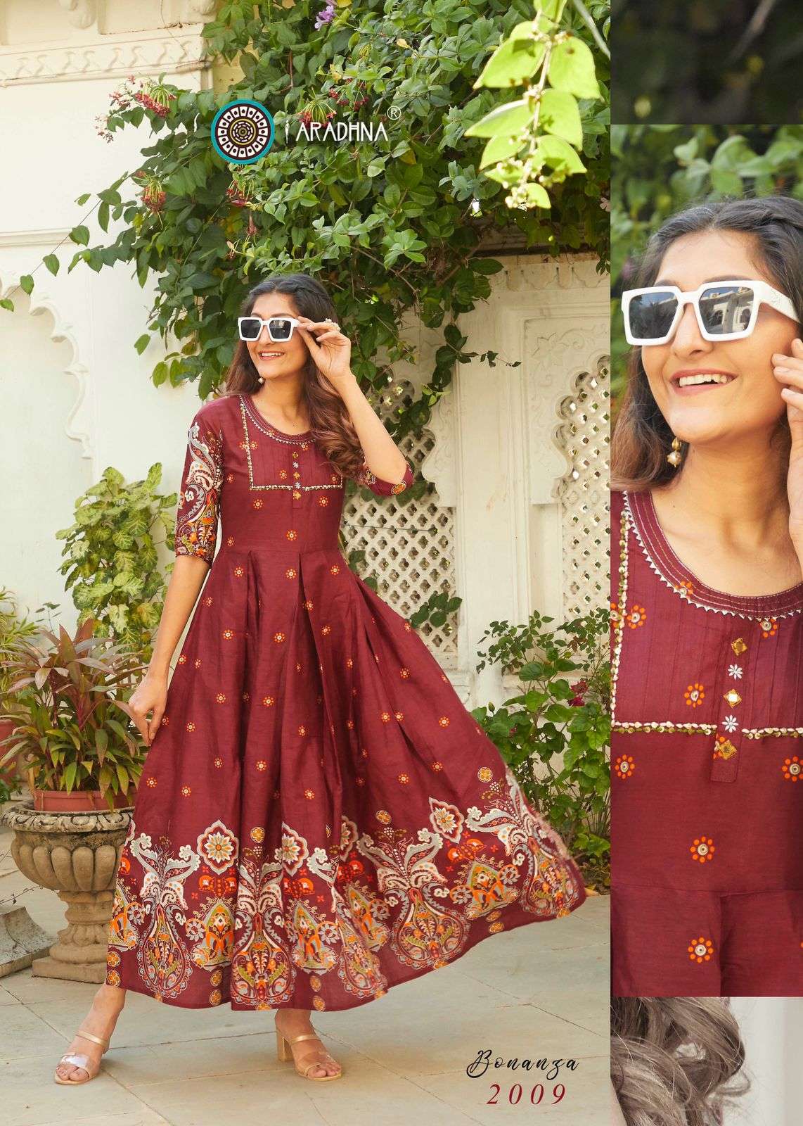 Buy Red Rayon Anarkali Kurti Long Gown and Dupatta Set Printed Anarkali Gown  Suit Designer Kurti Set Kurti Dupatta Set Kurta for Women 3PC Kurti Online  in India - Etsy