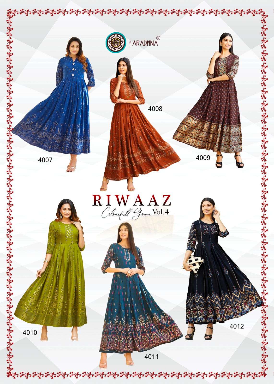Aradhna Riwaaz Vol 4 Catalog Designer Rayon Kurti Catalog