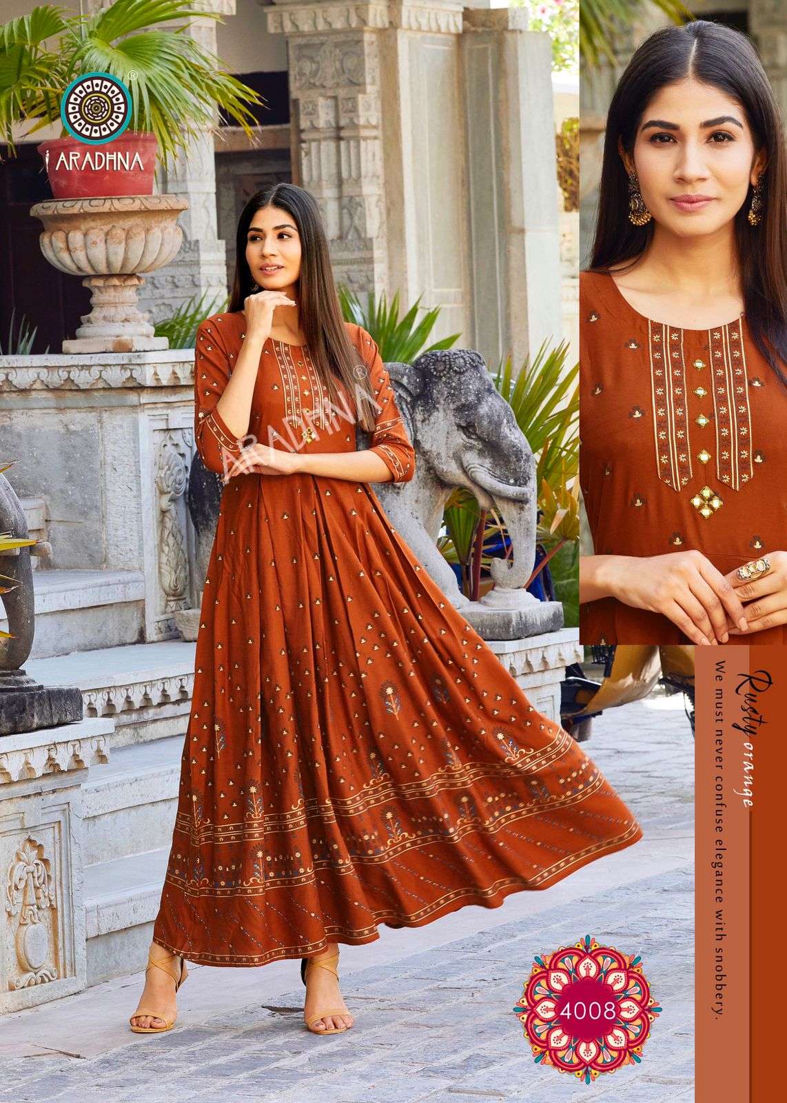 Aradhna Riwaaz Vol 4 Catalog Designer Rayon Kurti Catalog
