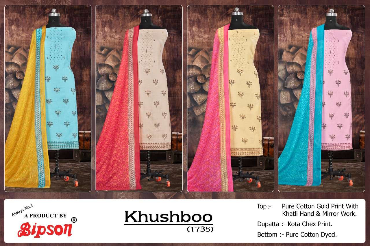 Bipson Khushboo 1735 Catalog Pure Cotton Casual Wear Dress Materials