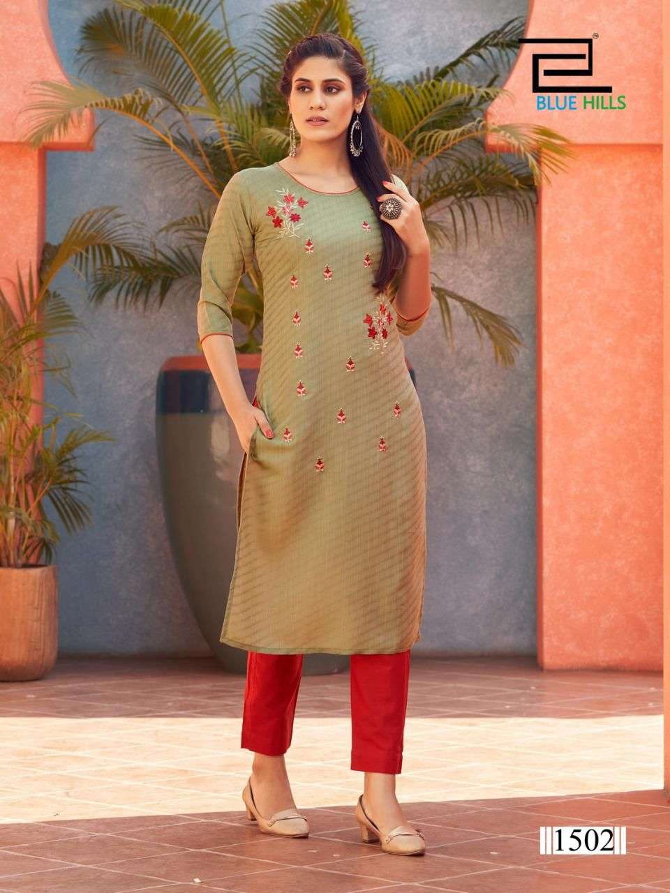 Blue Hills Colorbar Vol 15 Catalog Fancy Wear Embroidery Kurtis 