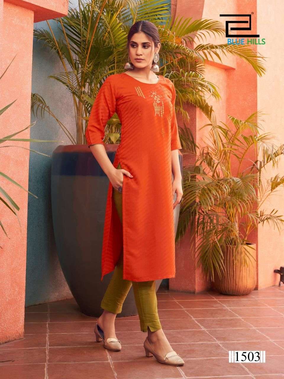 Blue Hills Colorbar Vol 15 Catalog Fancy Wear Embroidery Kurtis 