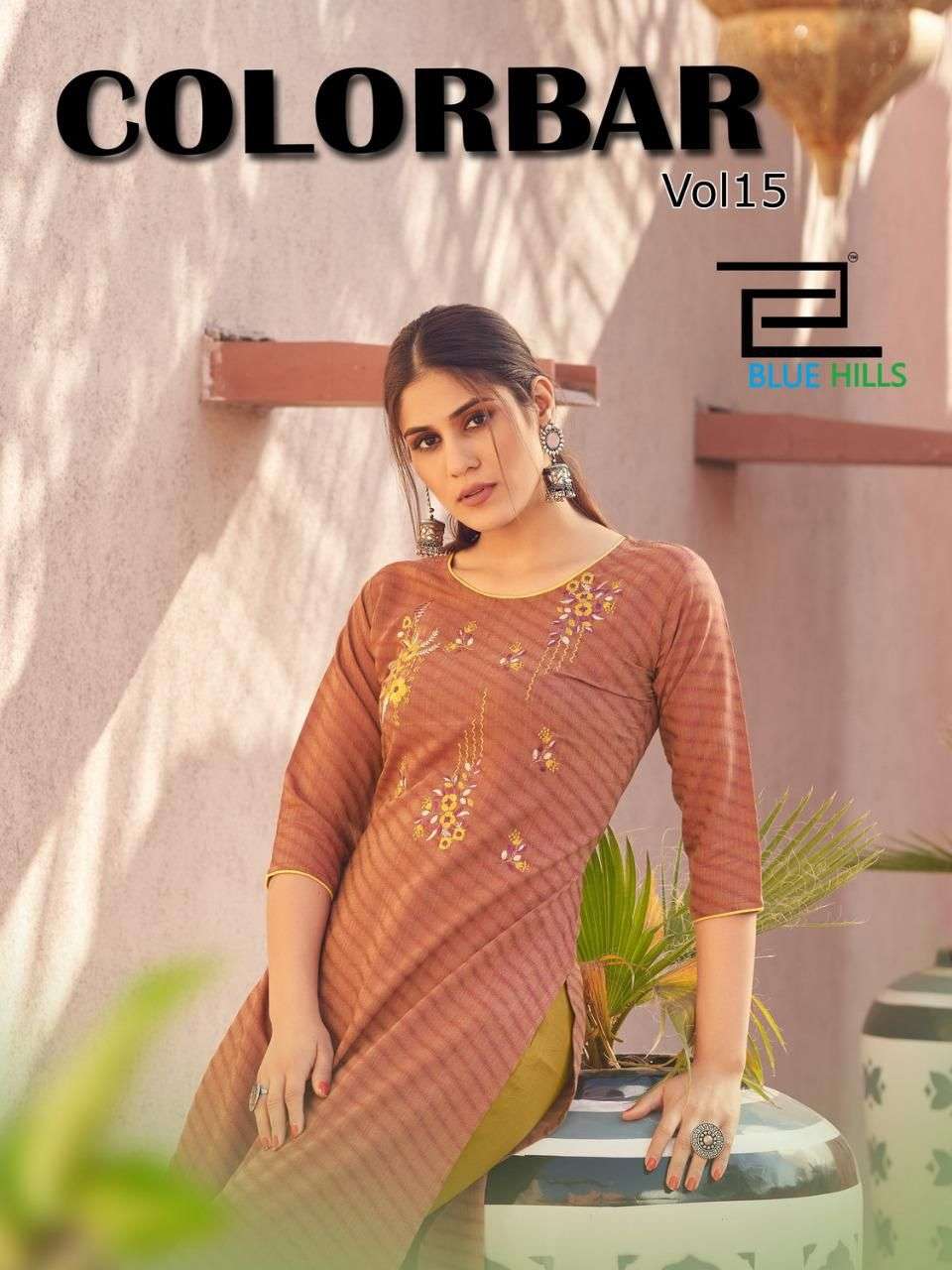 Blue Hills Colorbar Vol 15 Catalog Fancy Wear Embroidery Kurtis 