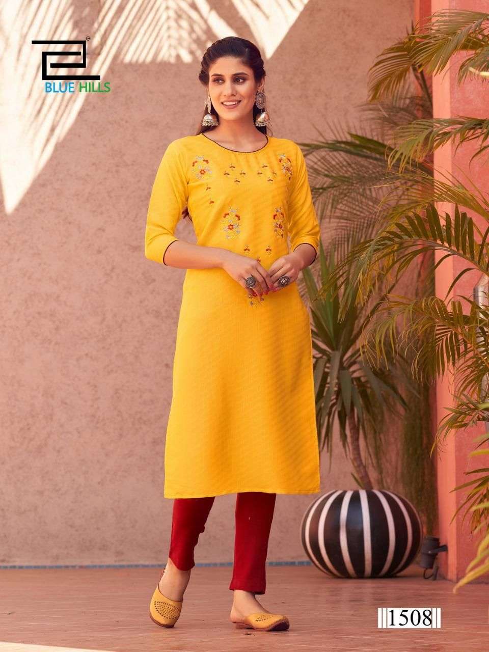 Blue Hills Colorbar Vol 15 Catalog Fancy Wear Embroidery Kurtis 