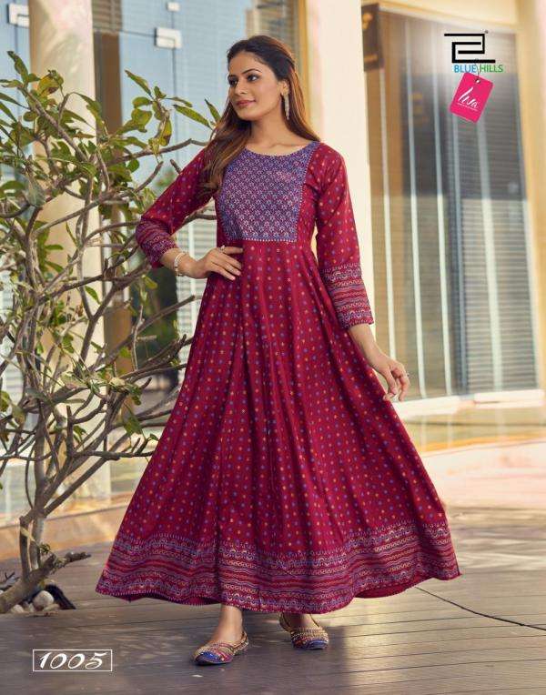 Blue Hills Glamour vol 5 catalog Long Rayon Anarkali Kurtis
