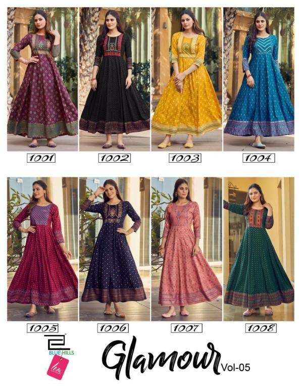 Blue Hills Glamour vol 5 catalog Long Rayon Anarkali Kurtis