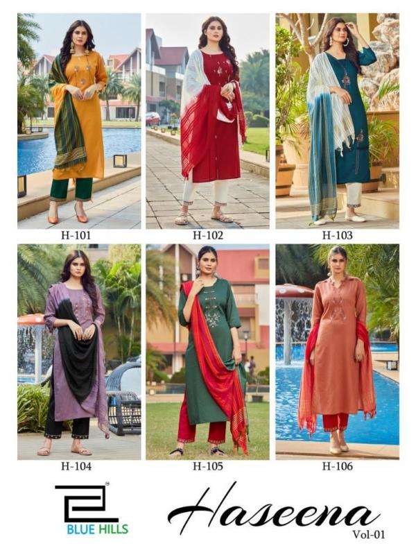 Blue Hills Haseena vol  1 catalog  Ethnic Wear Ready made  top  bottom with Dupatta