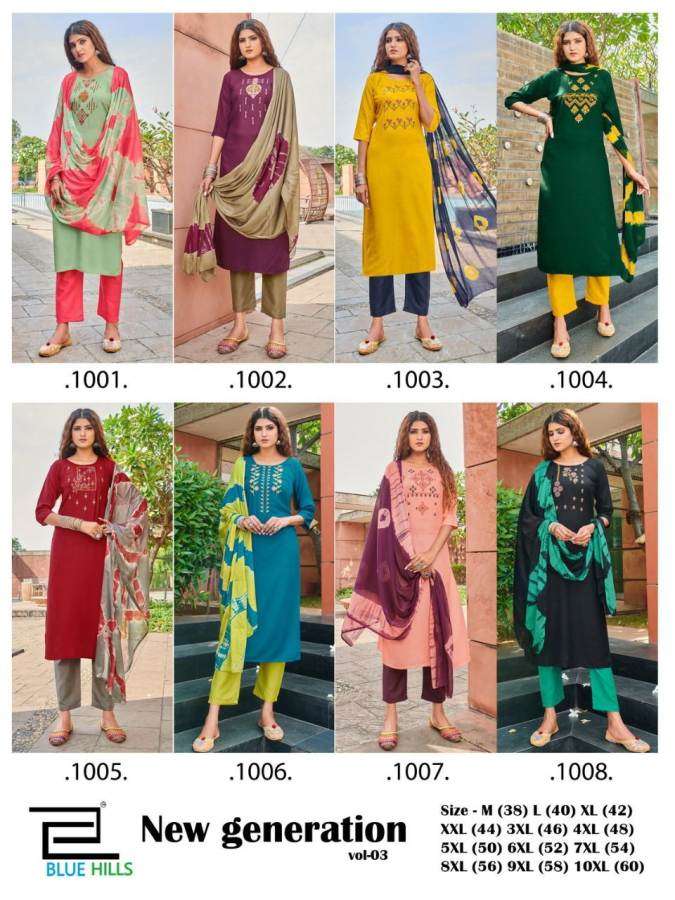 Blue Hills New Generation Vol 3 Designer Kurti Bottom and Dupatta Catalog