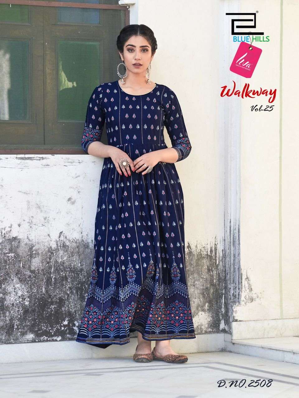 Blue Hills Walkway vol 25 catalog  Fancy Rayon long Anarkali Kurtis