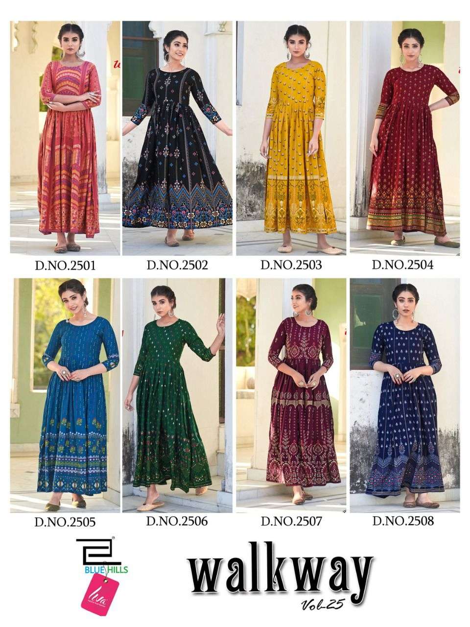 Blue Hills Walkway vol 25 catalog  Fancy Rayon long Anarkali Kurtis
